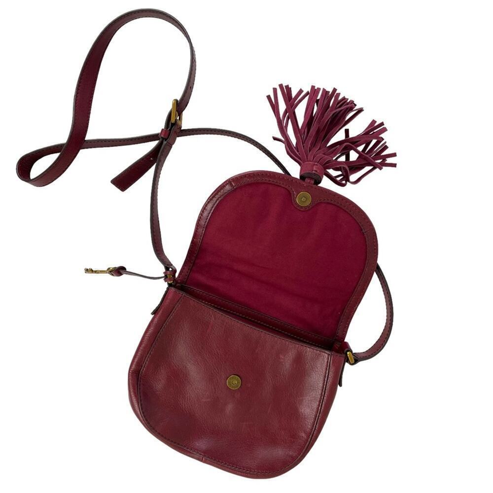 Fossil Emi Red Tassel Leather Saddle Crossbody Ba… - image 6